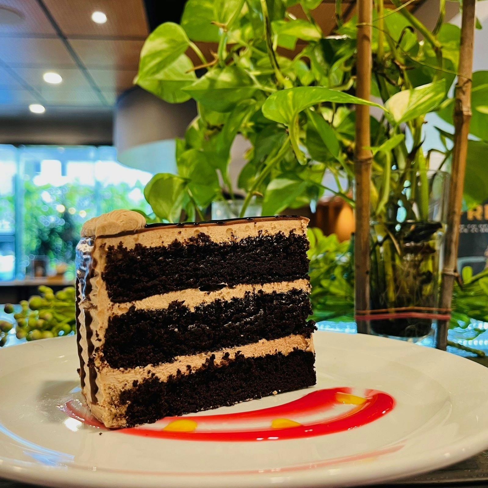Triple-layered chocolate cake