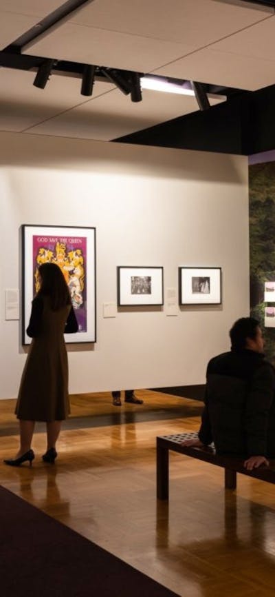 Visitors at the National Library of Australia's Treasures Gallery.