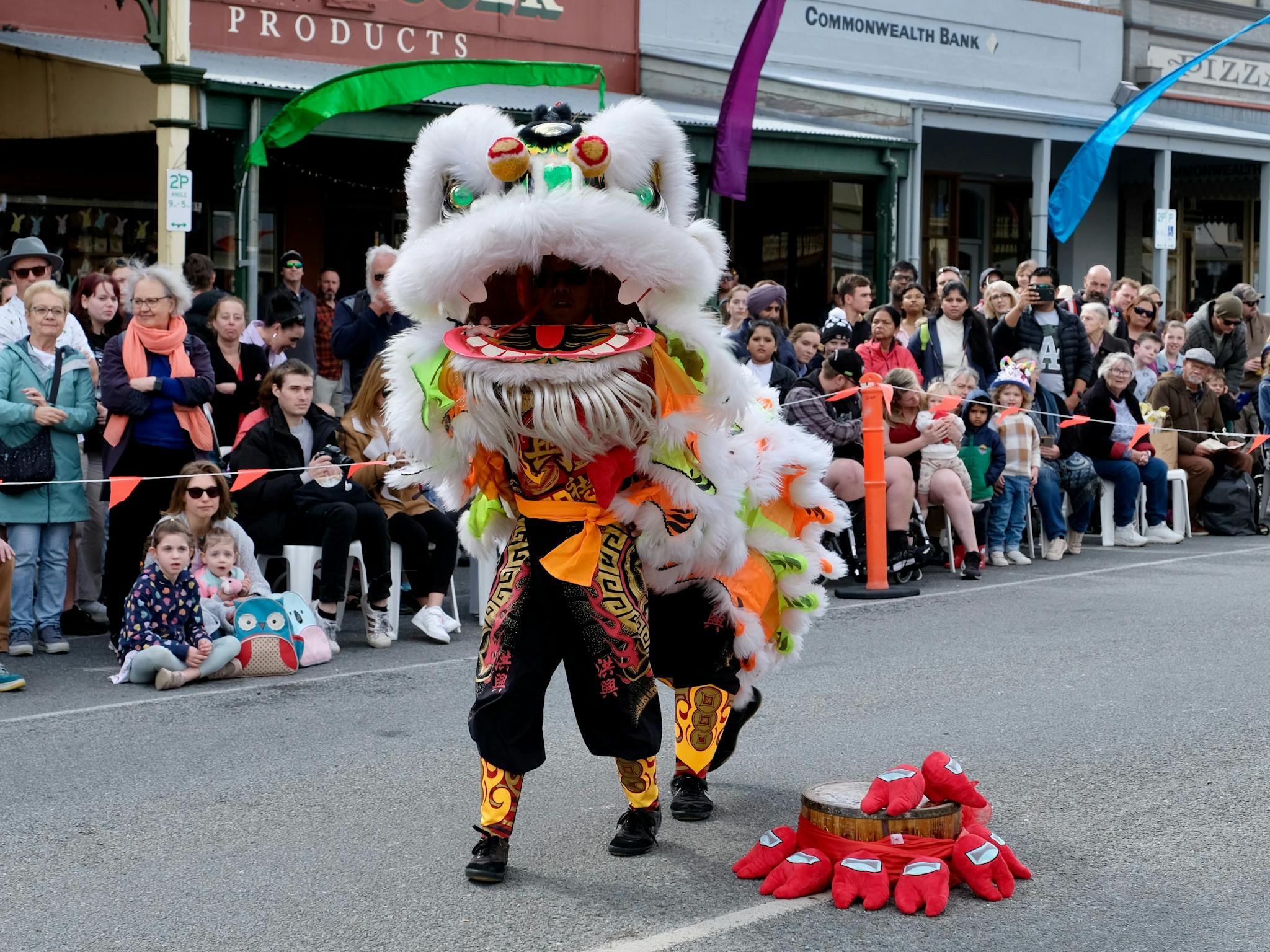 Chinese Lion Dancer performing in ford st