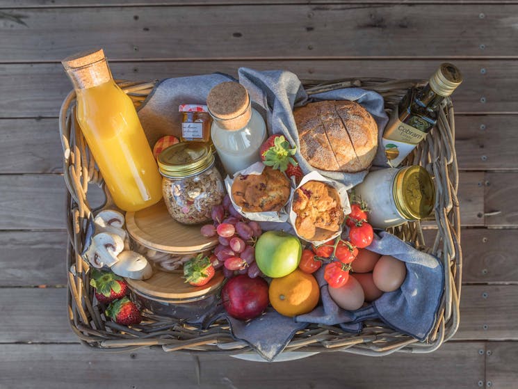 Breakfast hamper with local produce included in booking