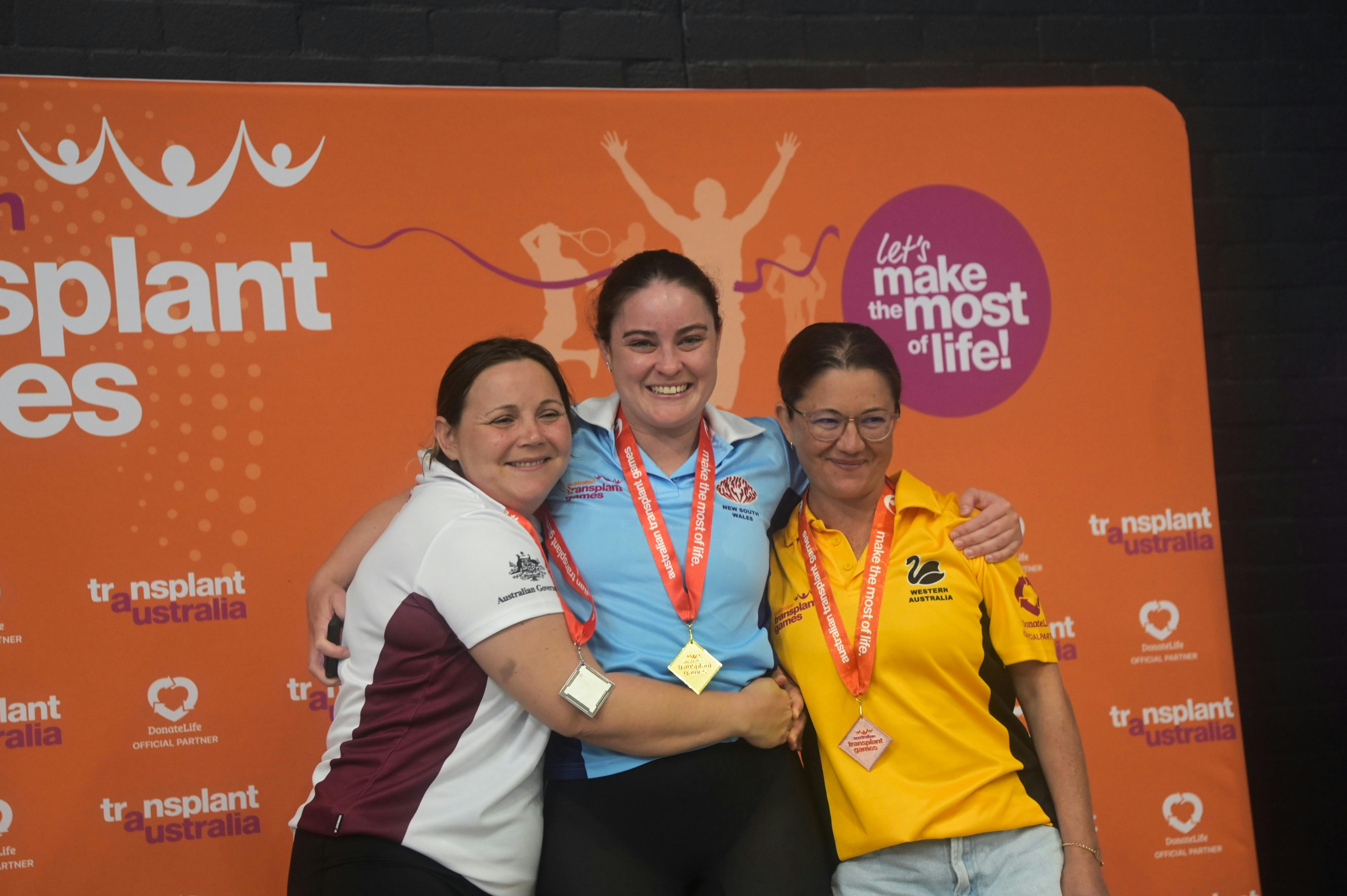 Medal winners at the swimming event.