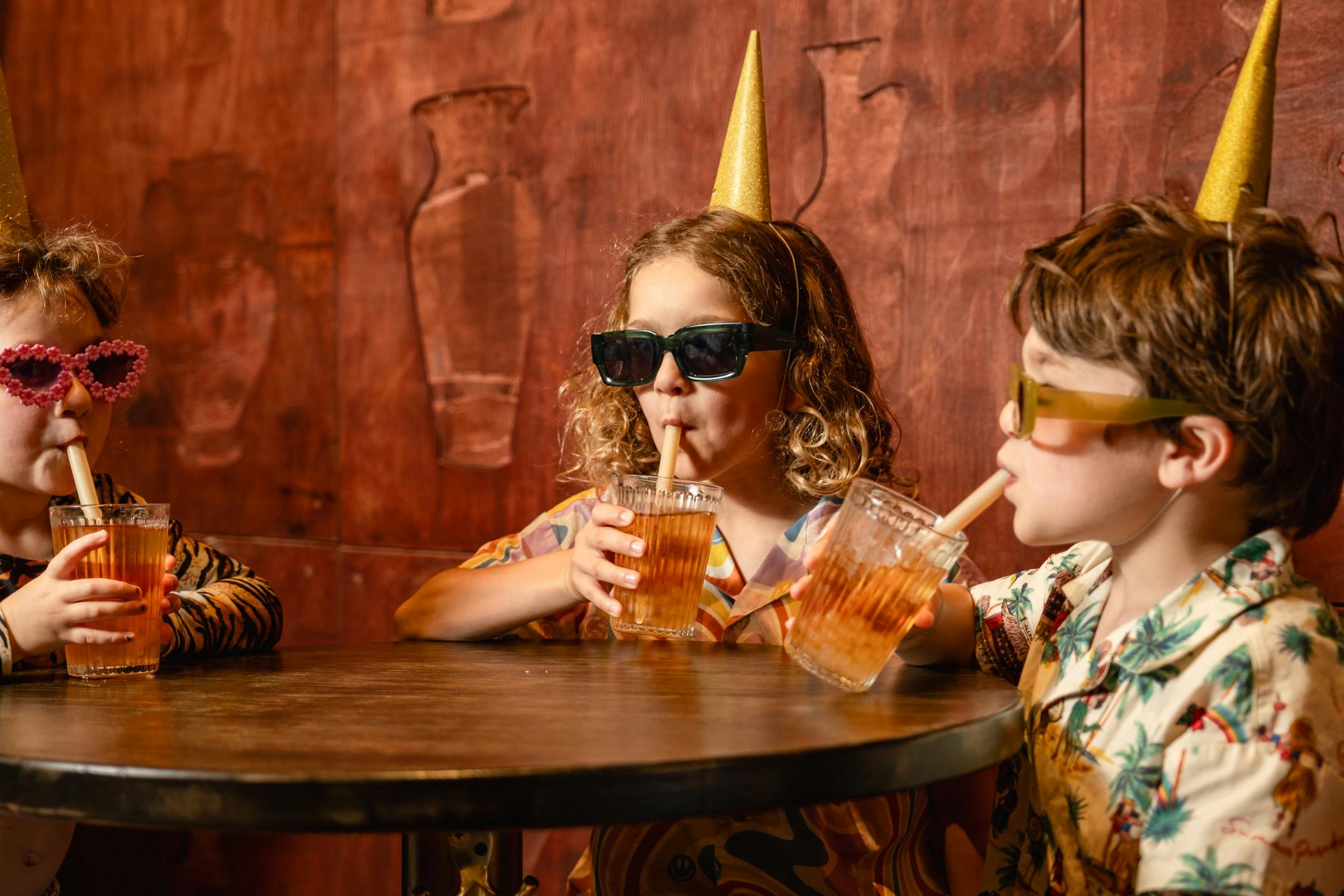 Children enjoying bubble tea mocktails at Bar Beirut