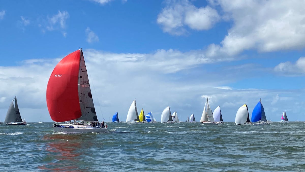 Yachts on start line_74th Brisbane to Gladstone Yacht Race 2022