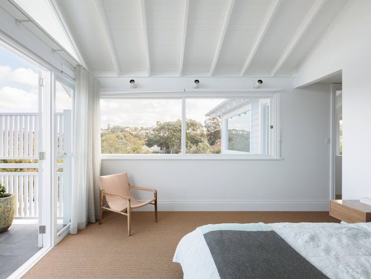 The master bedroom with ensuite and balcony