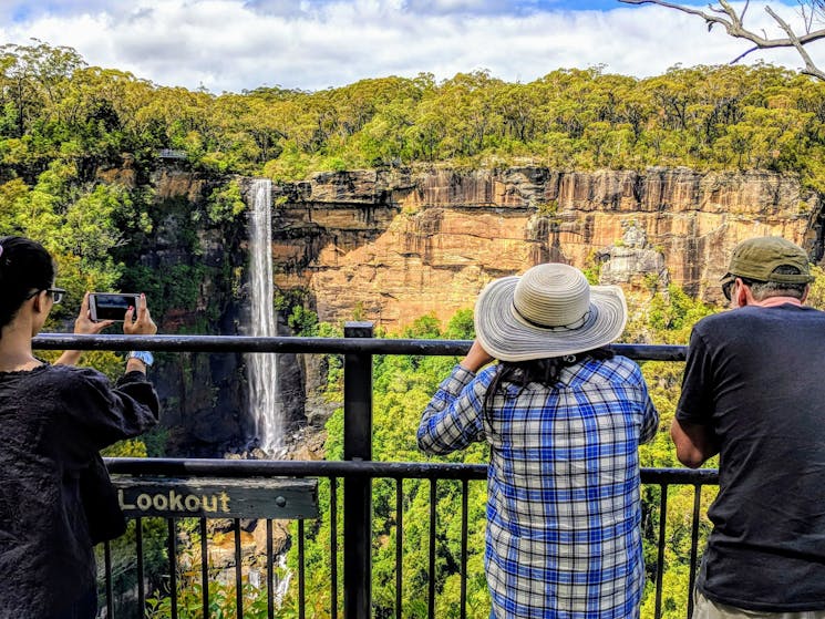 travellers looking out to the fitzroy falls from the lookout