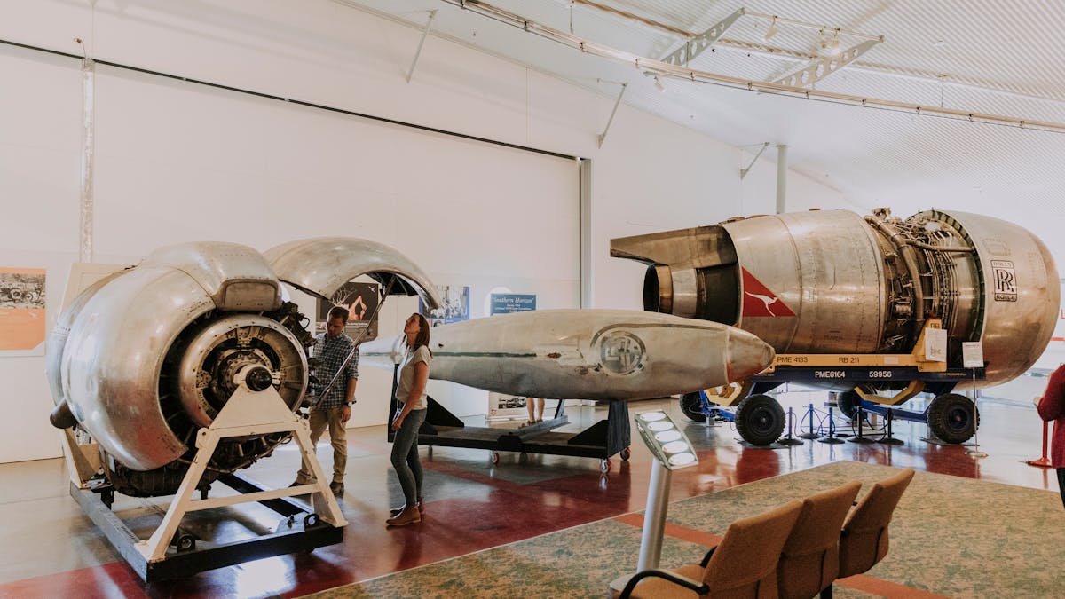 Image of two engines on display in the main museum.