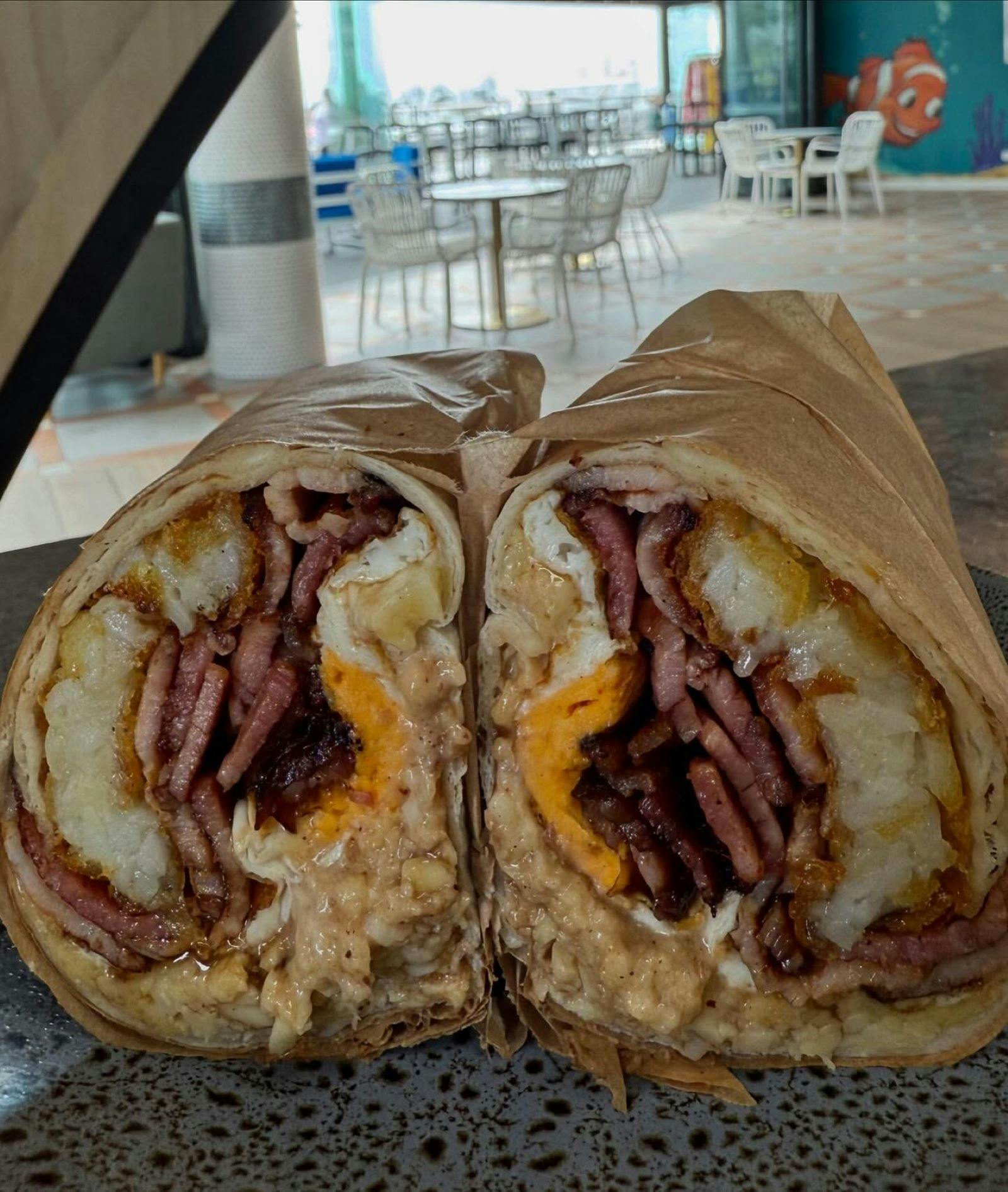 Breakky -- Blue Fin & Marina dining overlooking the sparkling waters at the Marina