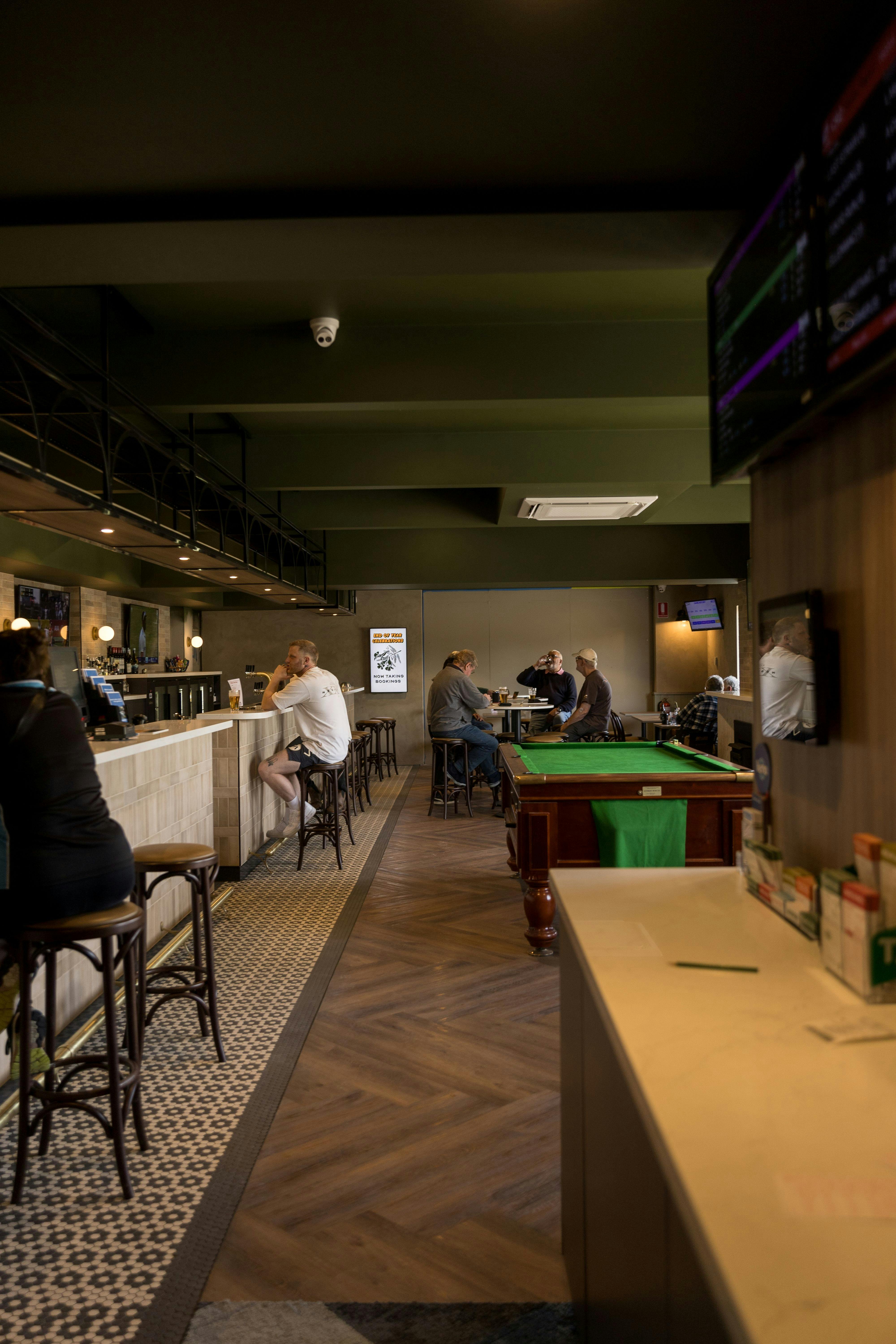 Public bar area with 8 ball table