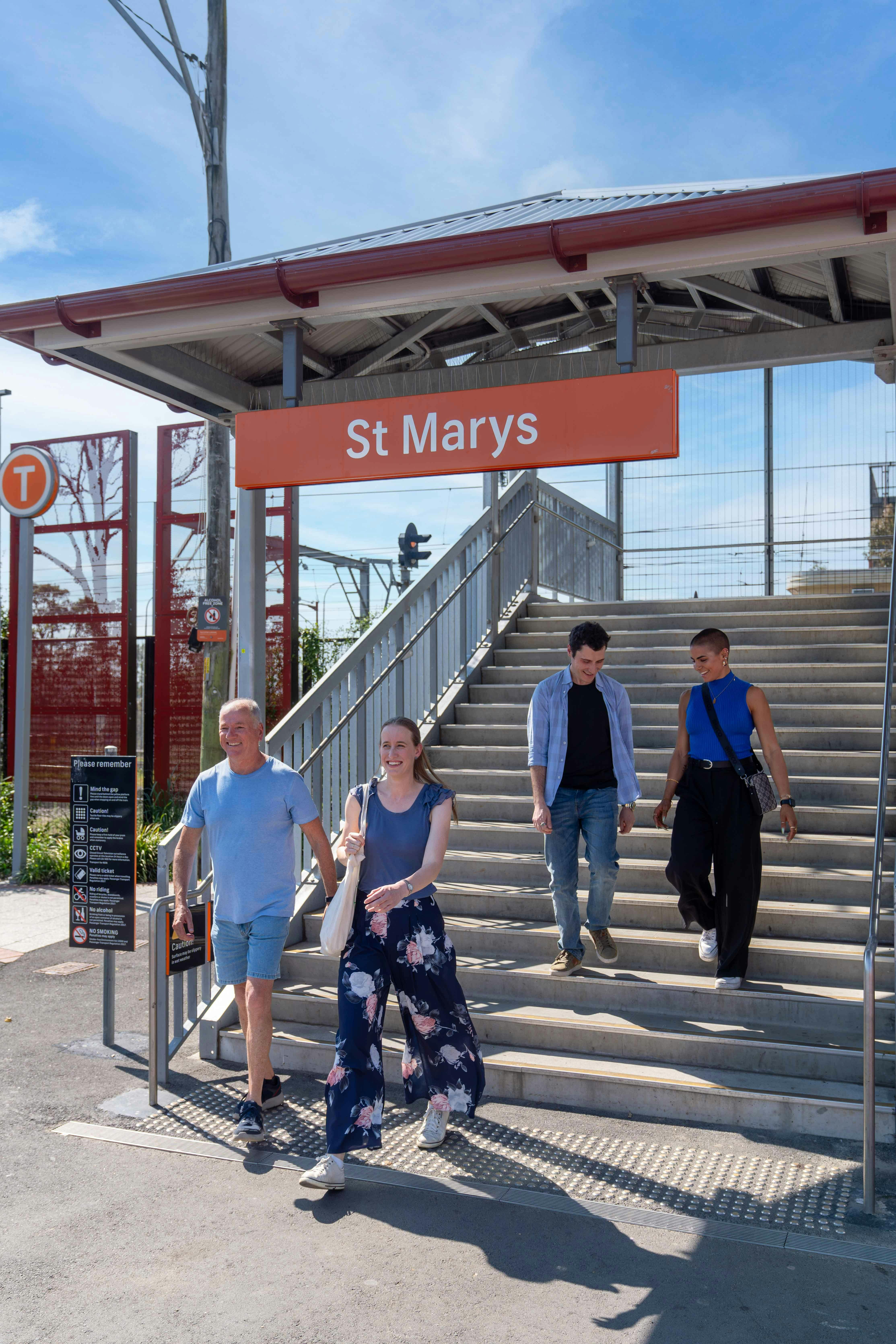 People walking from St Marys Station