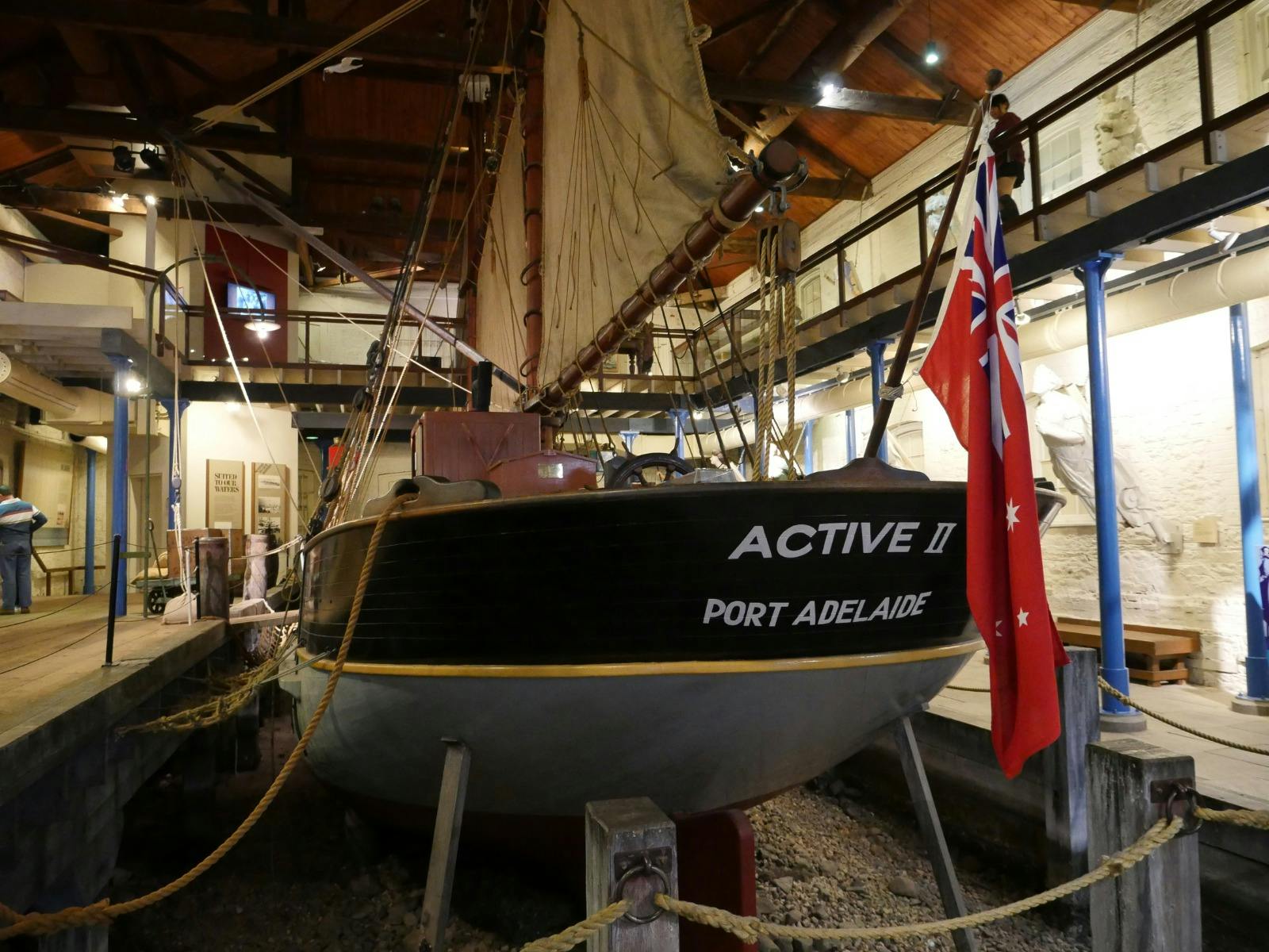 Life sized sailboat in the foyer of the SA Maritime Museum