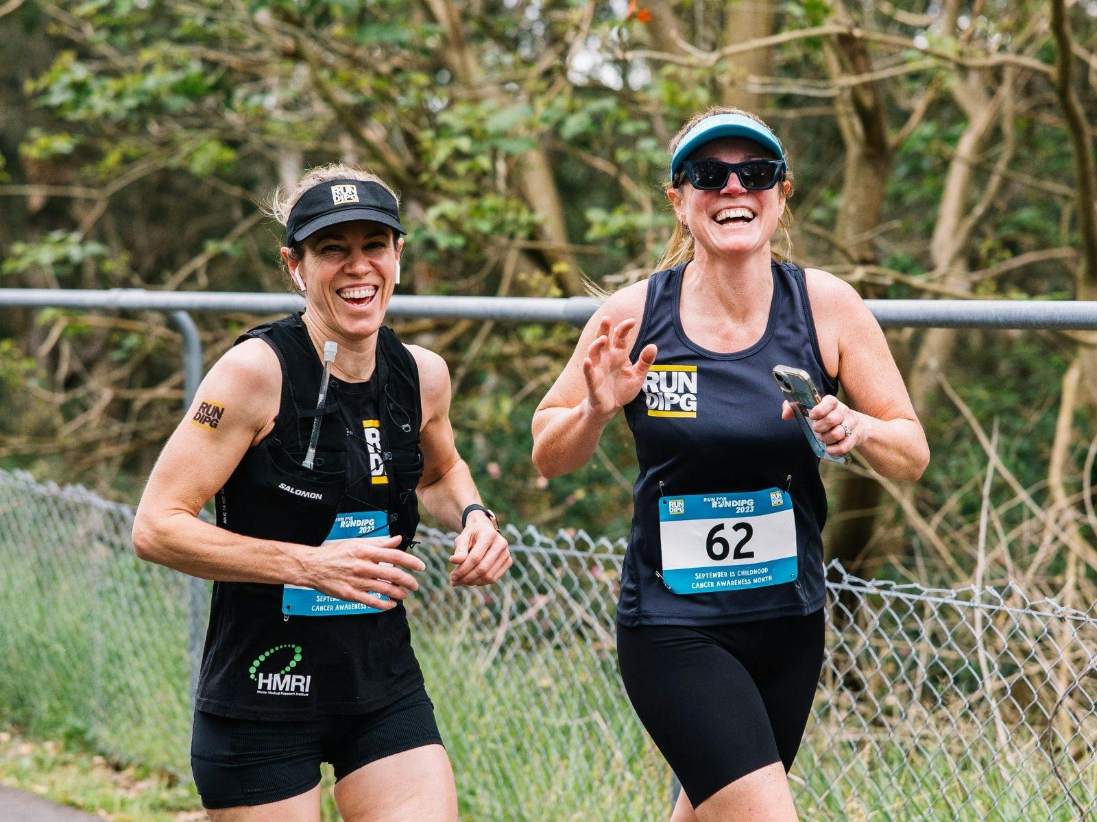 Two friends running RUN 4 RUN DIPG 2023in