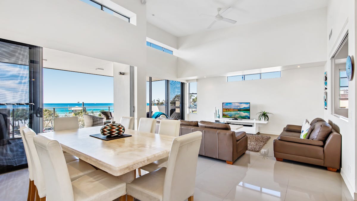 Living area of apartment at Maroochydore Beach