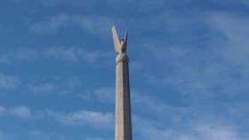 The eagle at the top of the Australian-American memorial