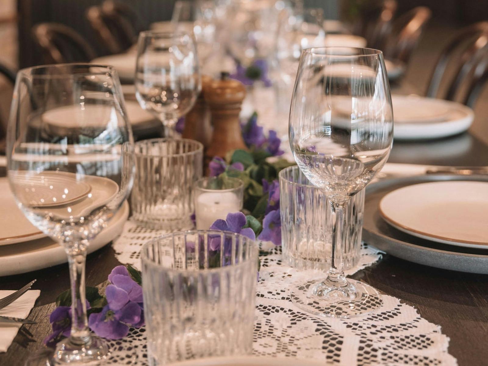 table decoration and glassware