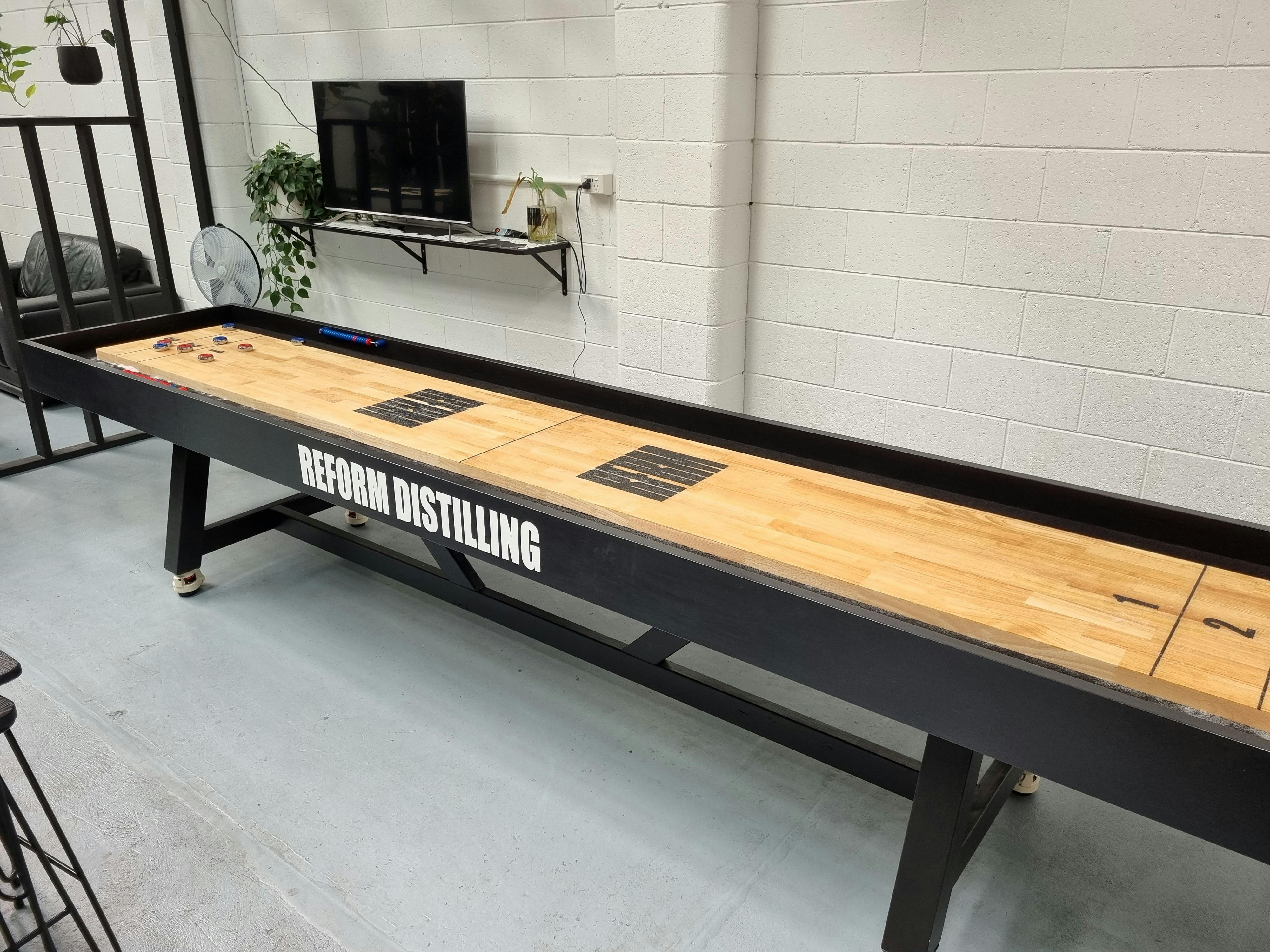 Recently completed home made shuffleboard to enjoy while sipping on a cocktail
