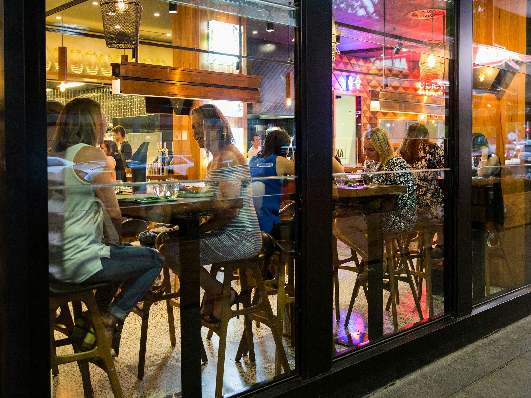 Diners in the windows