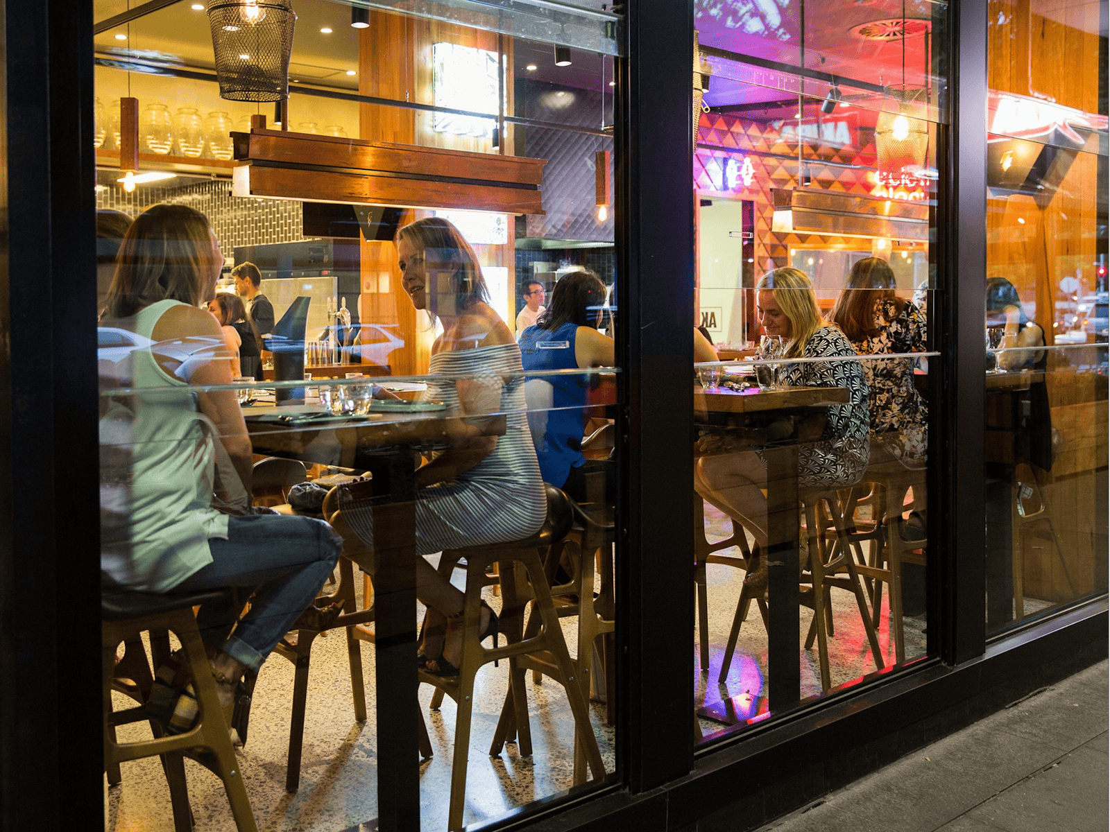 Diners in the windows