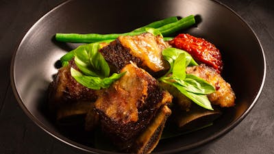 Beef Ribs Empal with sambal terasi served with green beans