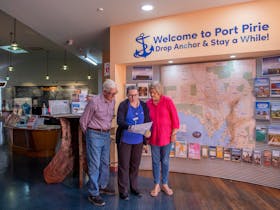 Visitors receiving information at the Port Pirie Visitor Information Centre