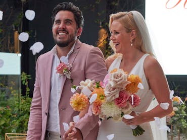 Couple celebrating their wedding at Hibiscus Bar & Terrace