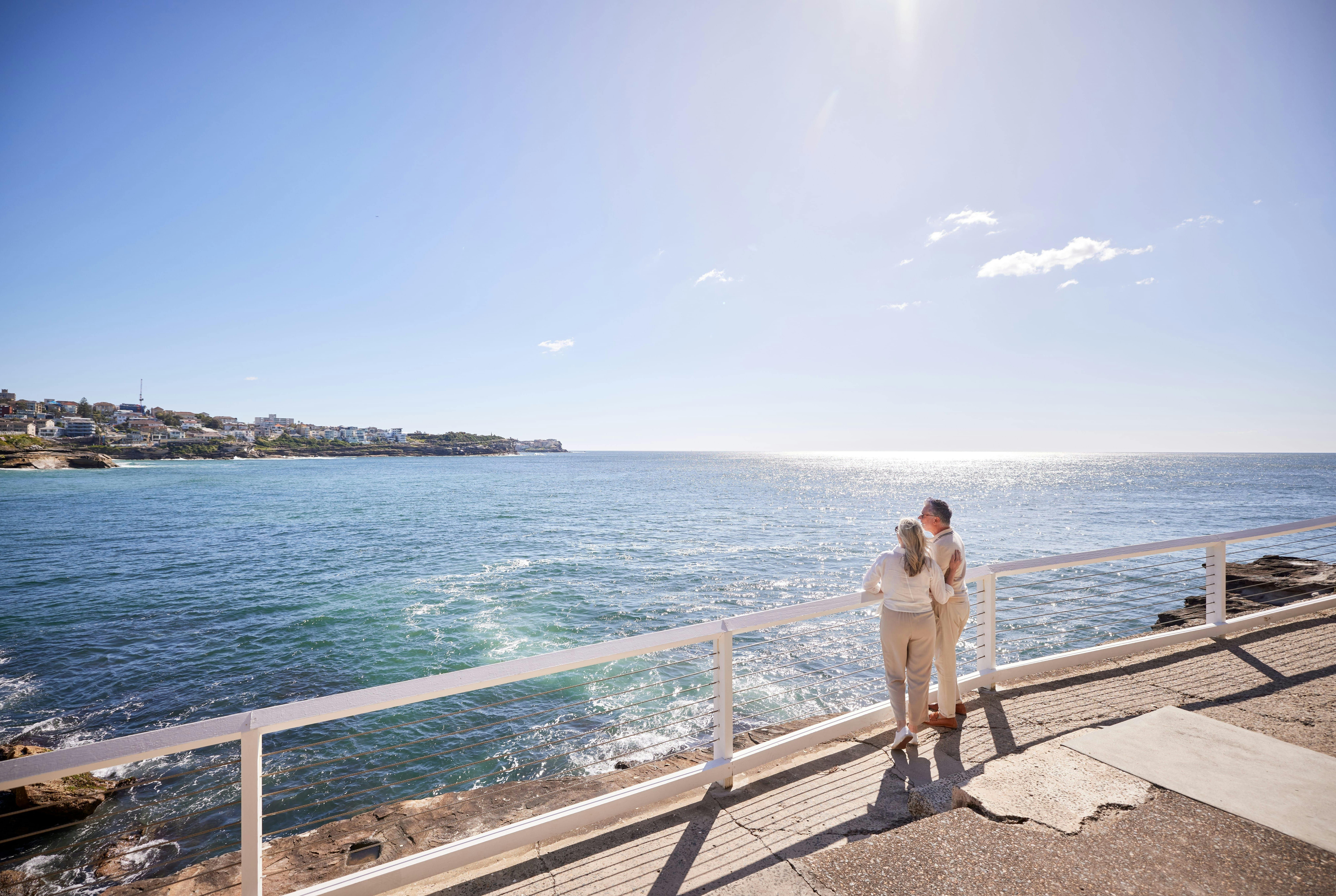 Couple enjoying the view from Bronte, Sydney.