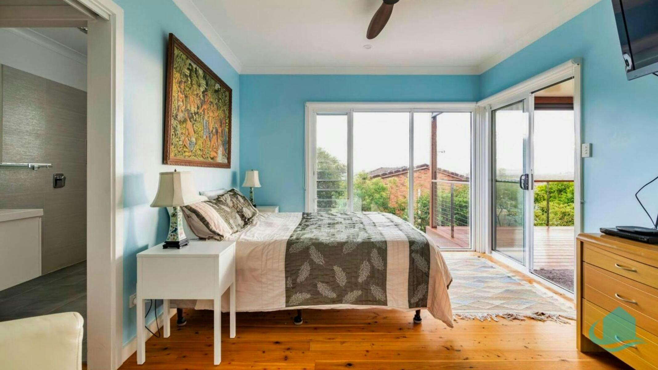 Master bedroom leads on to deck and has an ensuite