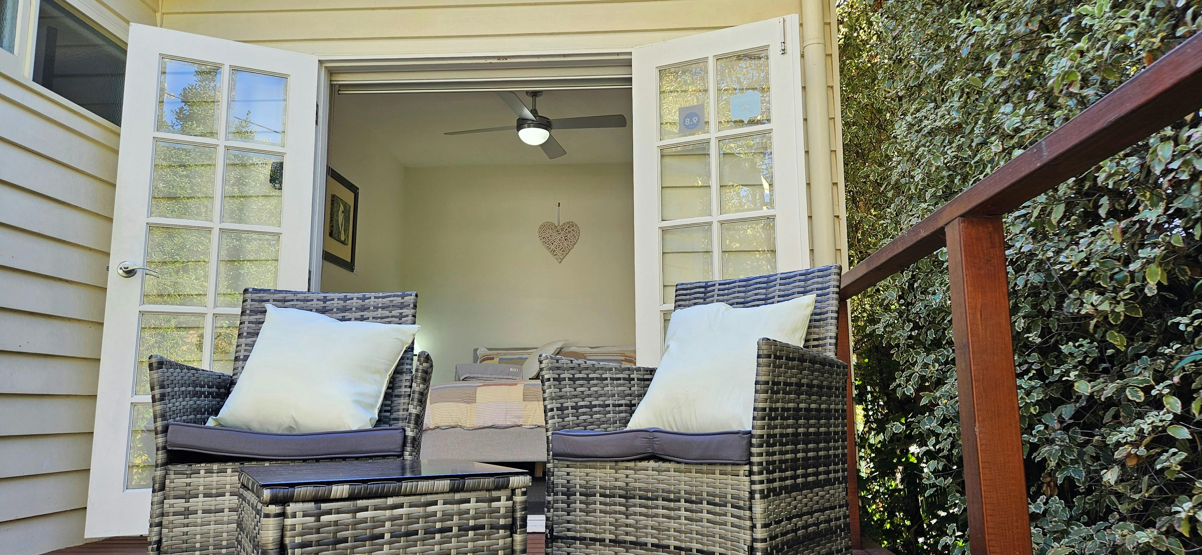 Private deck and entrance to Coonawarra apartment accommodation
