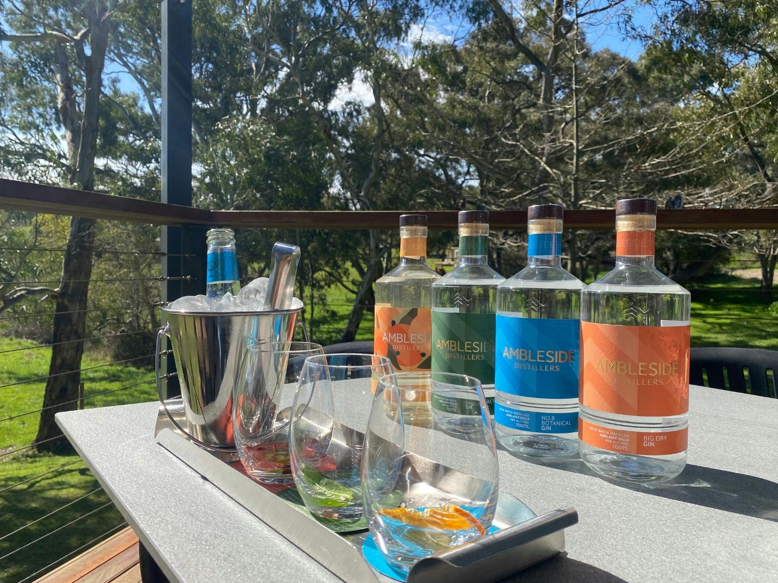 Ambleside Distillers gin tasting flight.