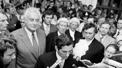 The proclamation dissolving government on the steps of Old Parliament House read by David Smith