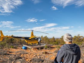 helicopter at campsite