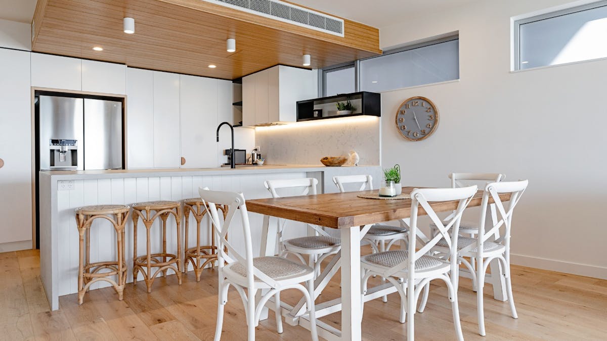 Open plan kitchen, dining and living area