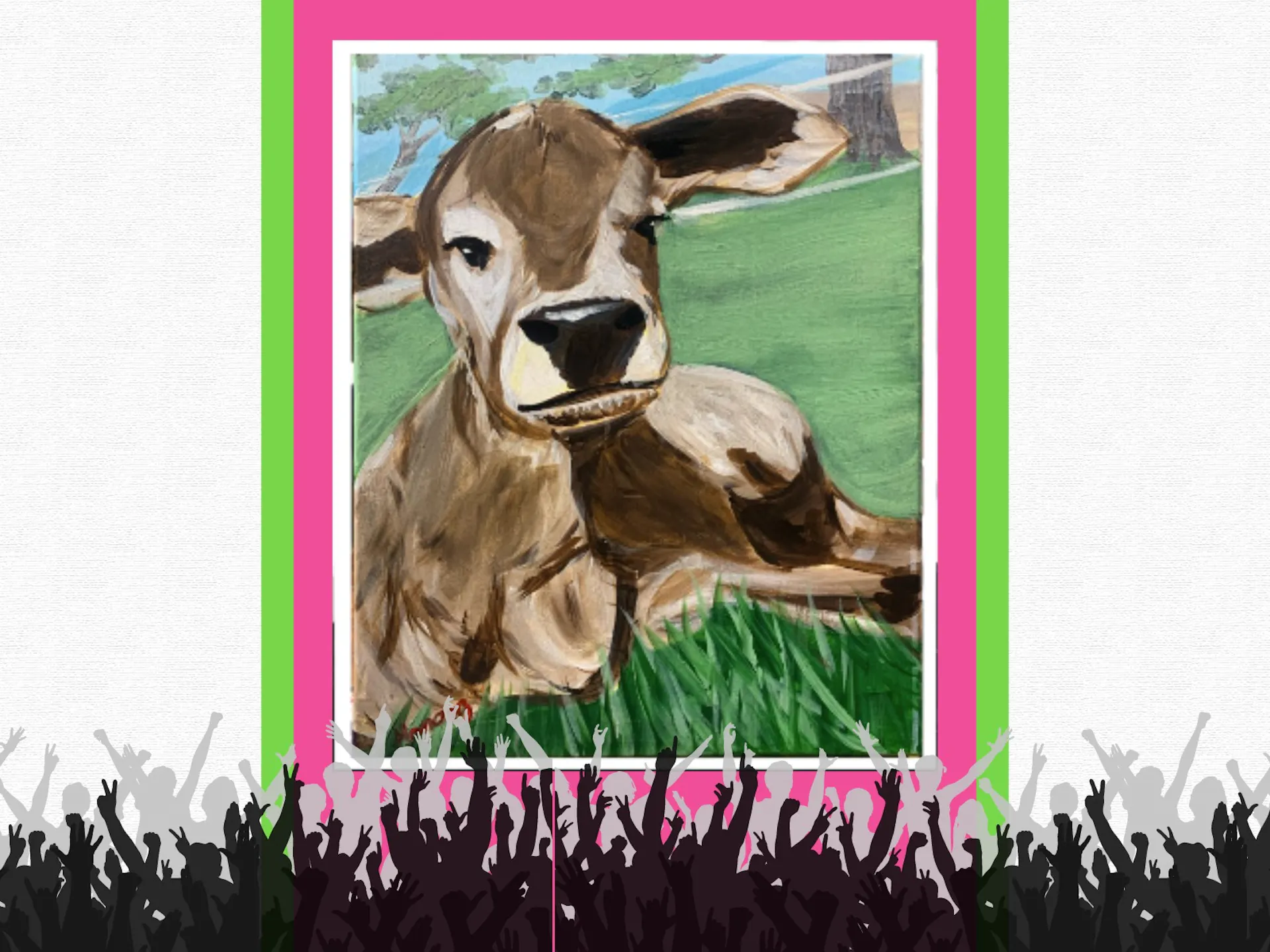 A painting of a tan coloured calf.