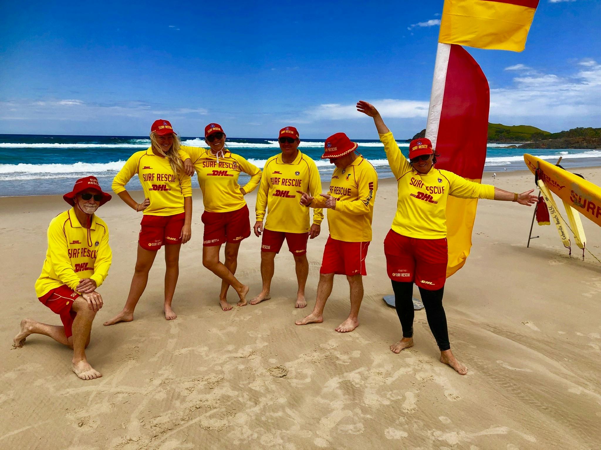 A few of Cabarita Beach SLSC's volunteer life savers on the beach