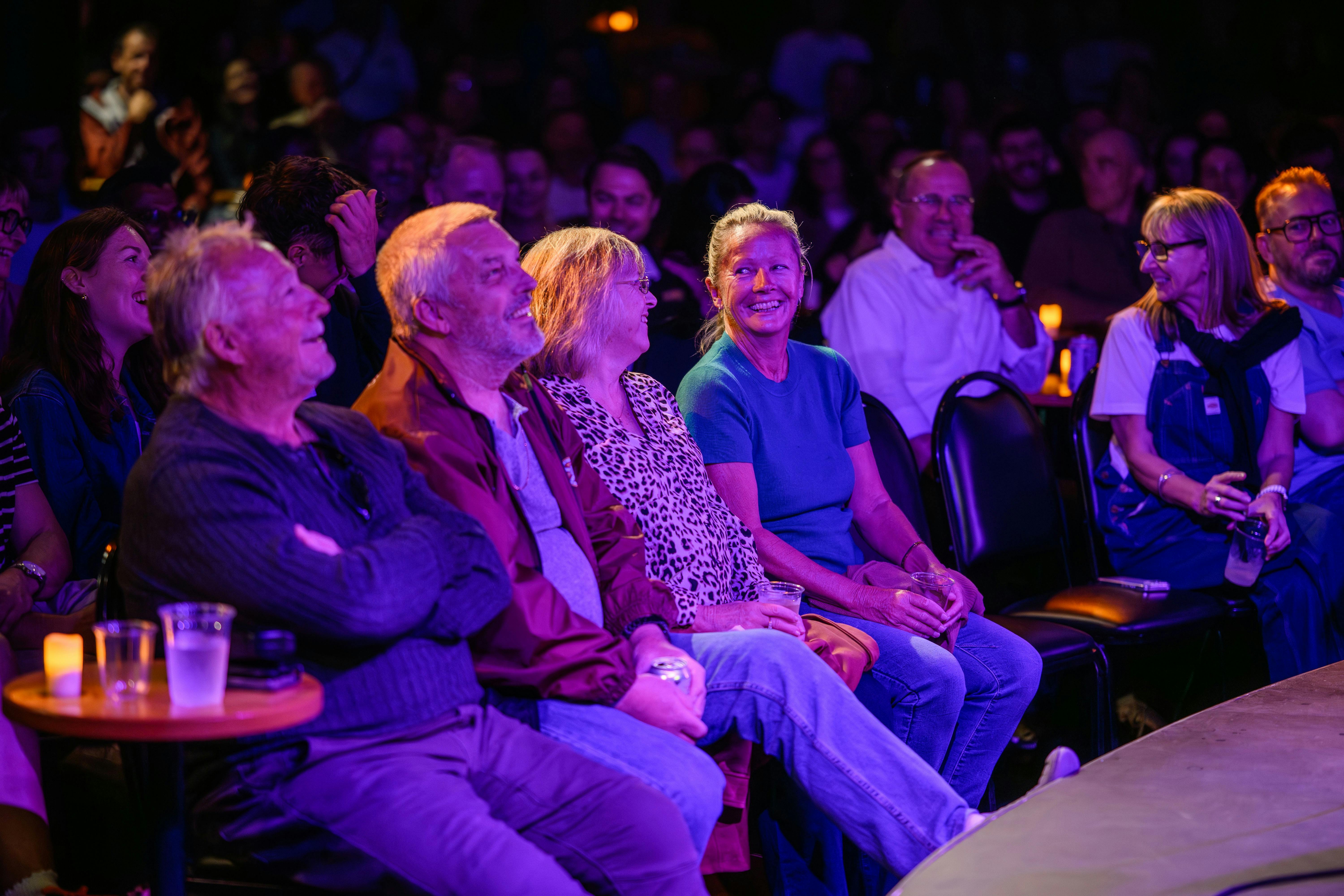 Front row at a comedy show at the Comedy Store in Sydney