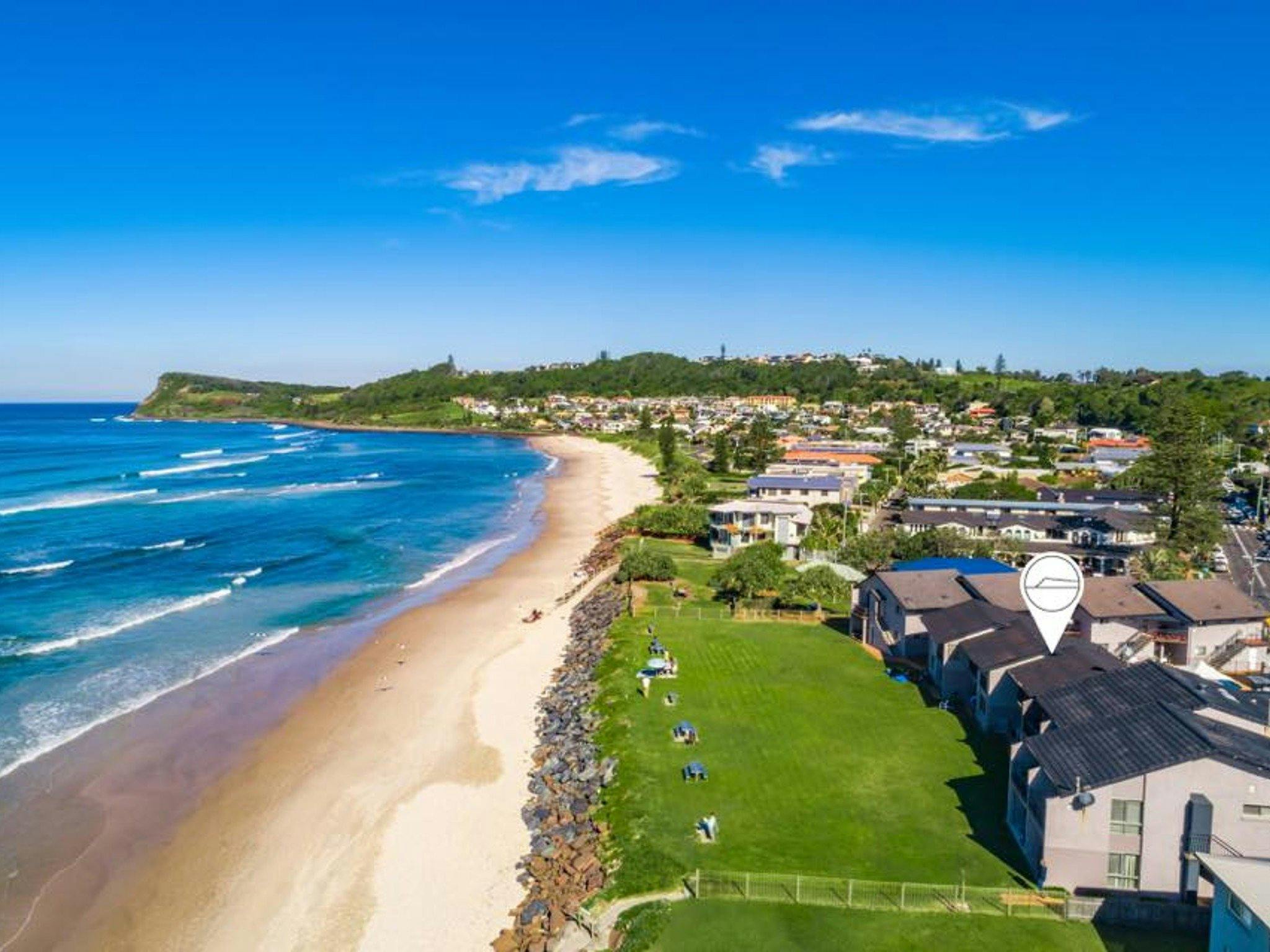 Aerial view of Lennox Head and Apartment location NSW