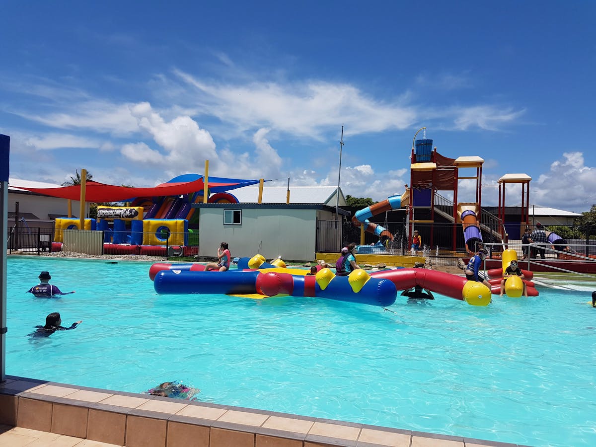 pool, water, park and jumping castle