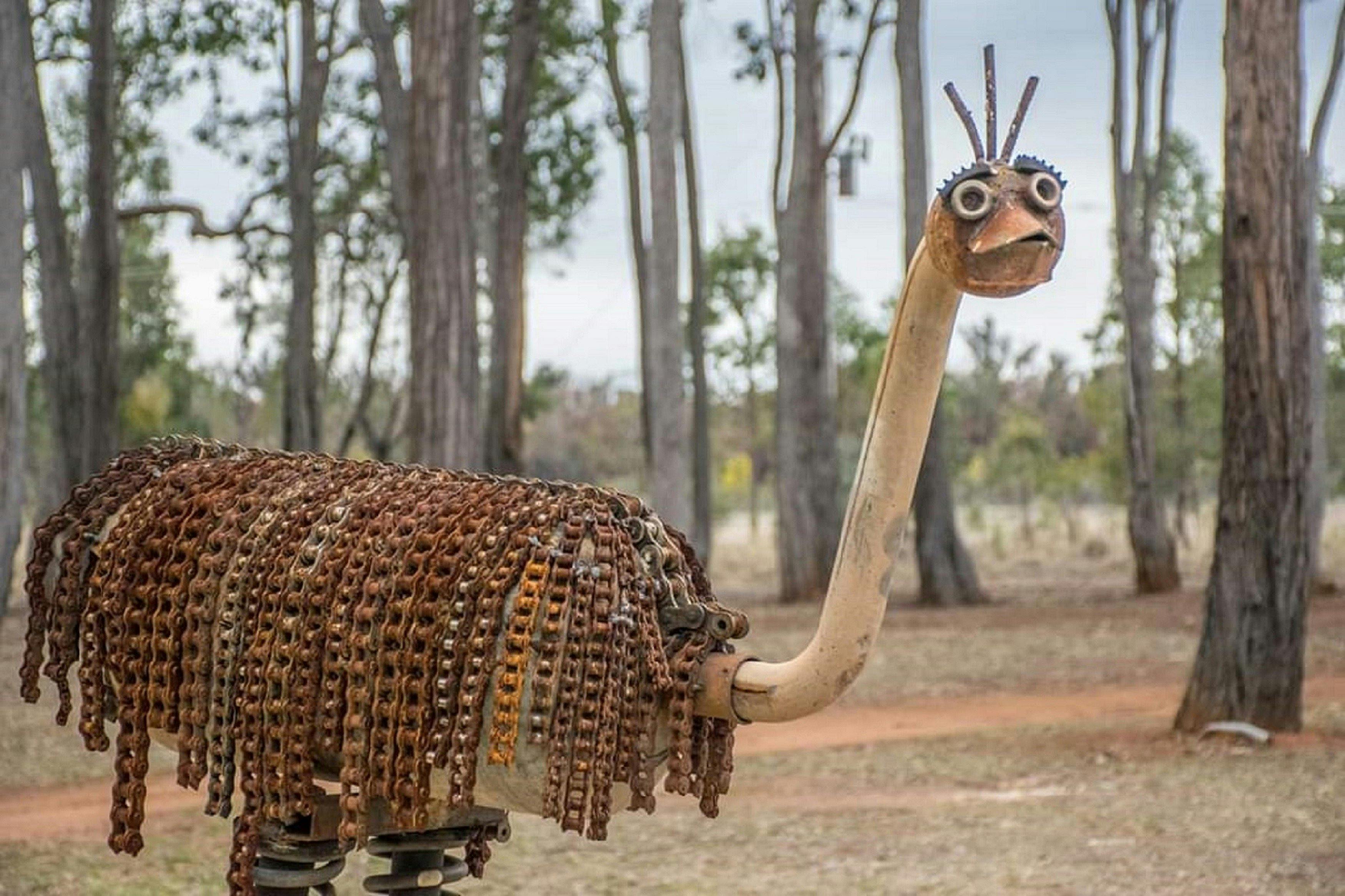 Hand made metal sculpture  of emu