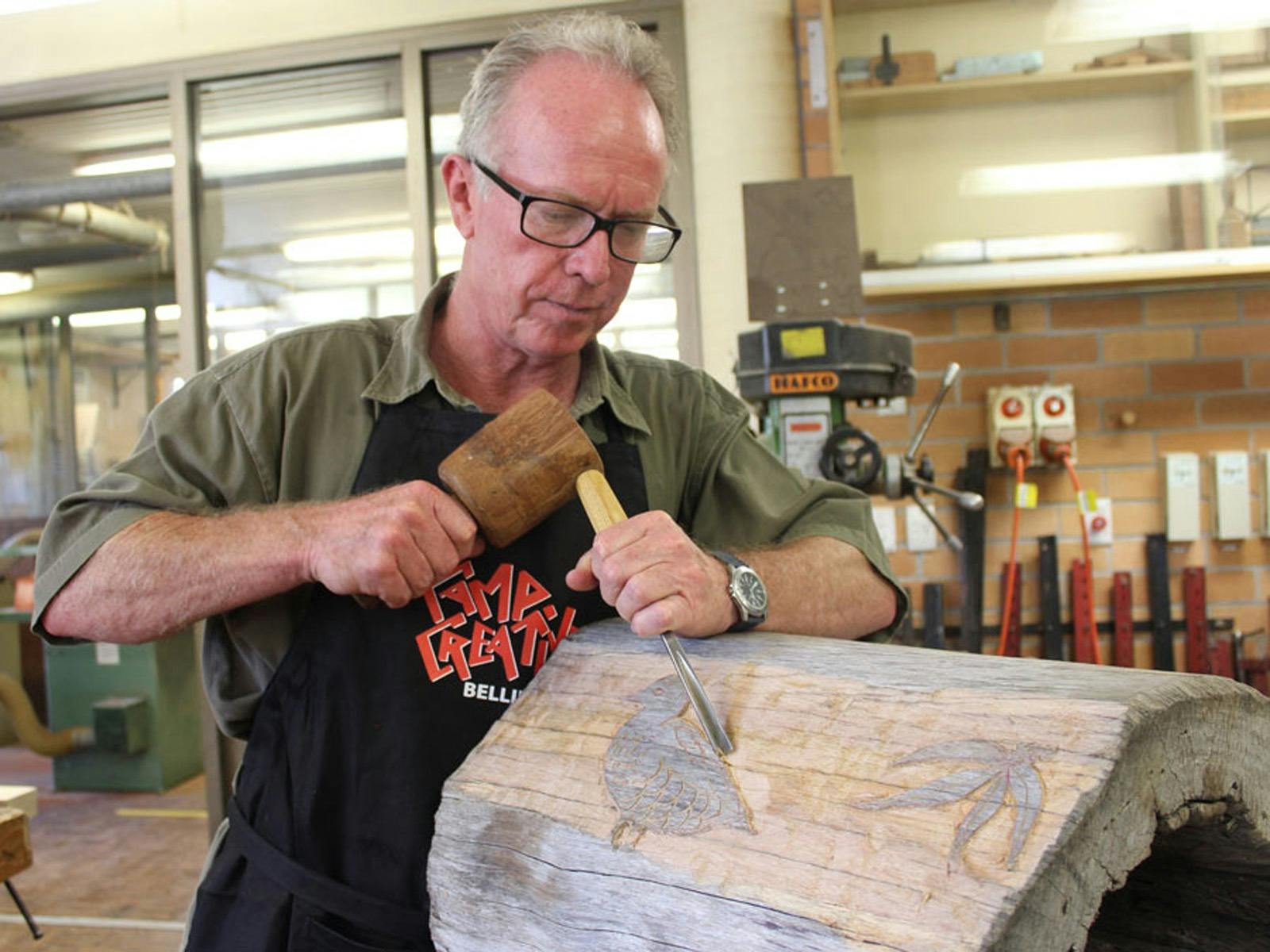 Man carving