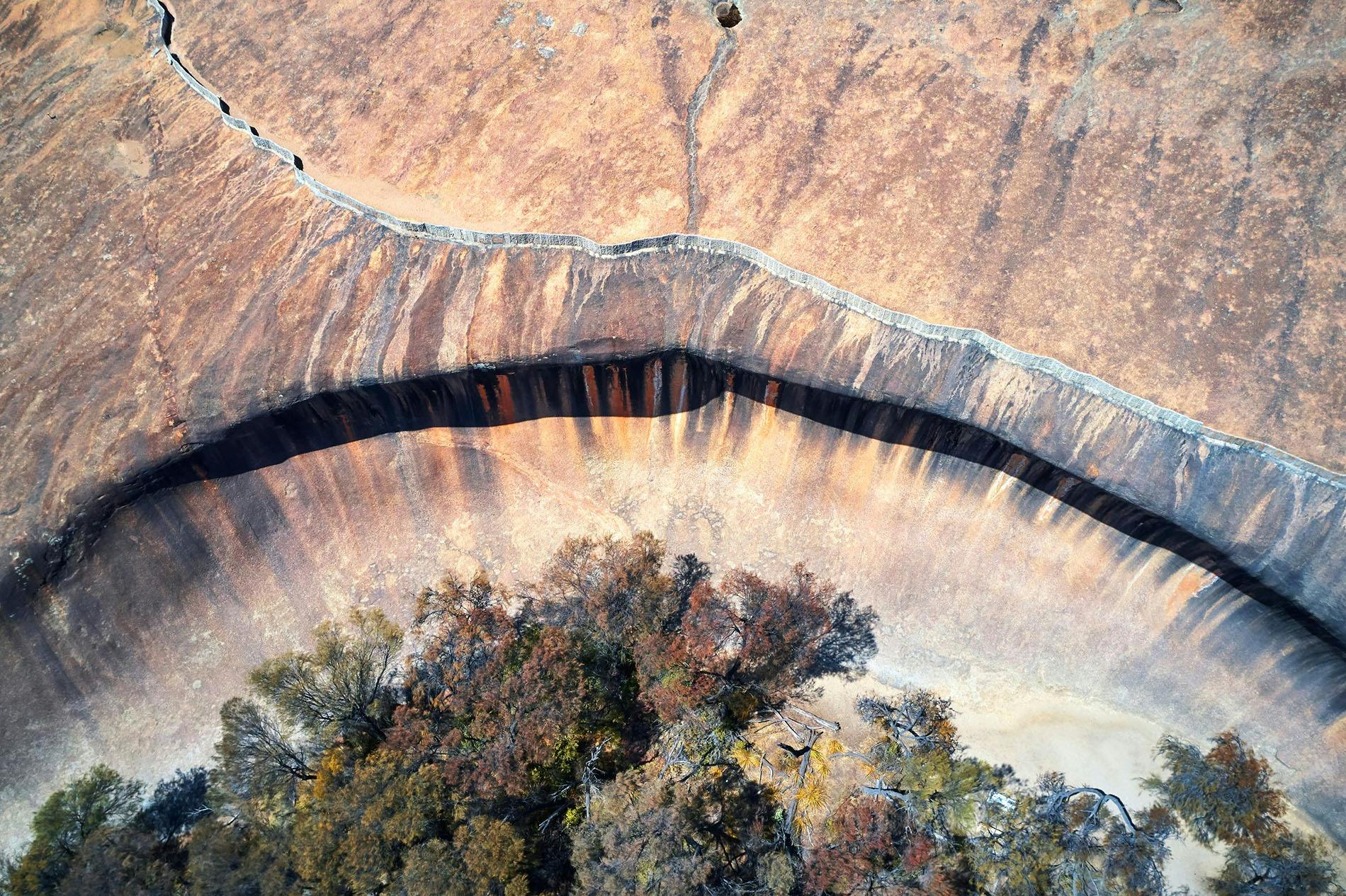 Aerial view of Wave Rock in Hyden