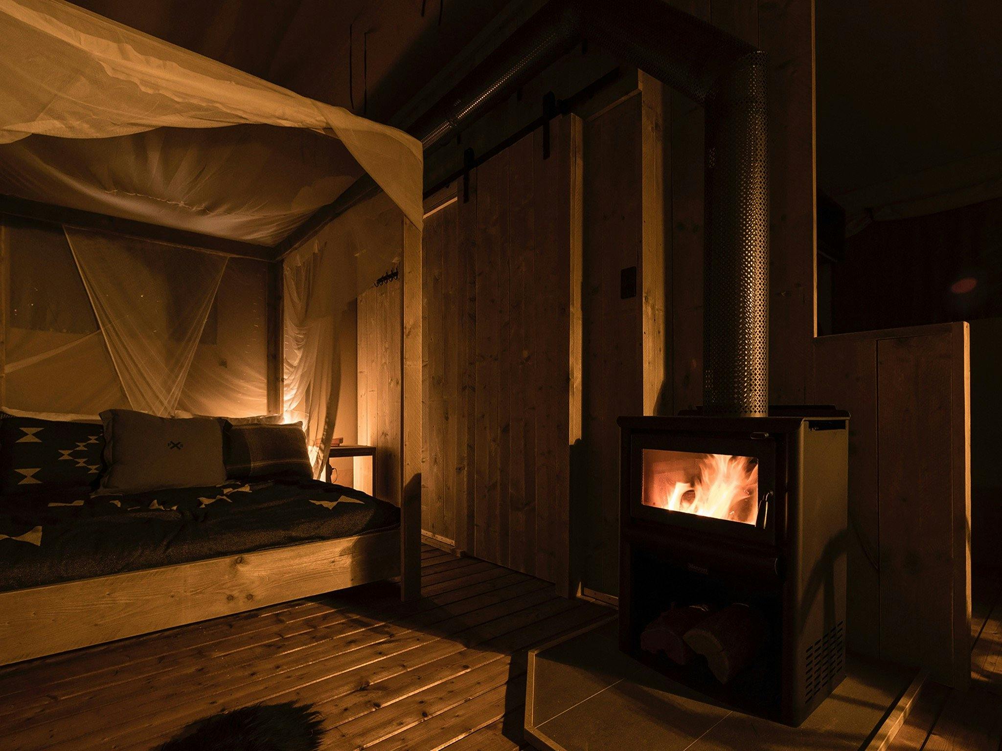 Cosy wood fire for cooler nights.