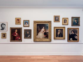 Geelong Gallery permanent collection of portraits displayed in  salon hang