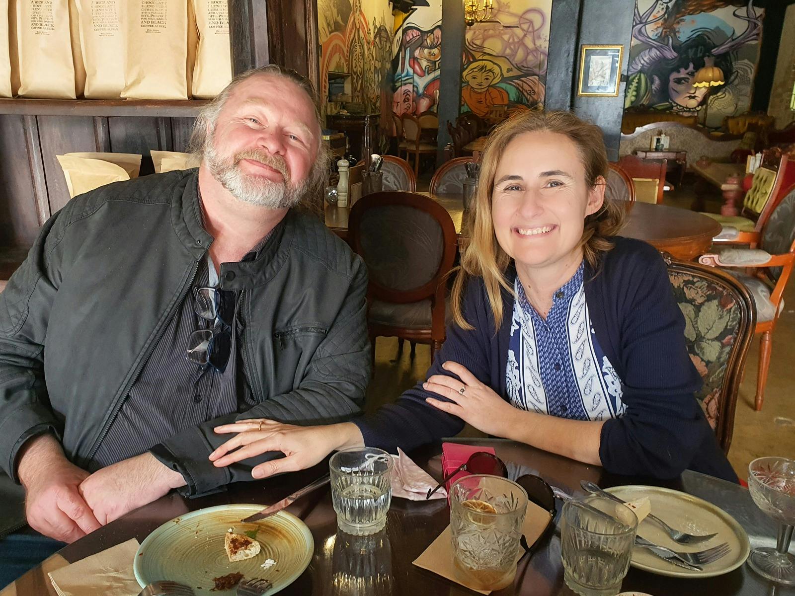 Cocktails at a small bar