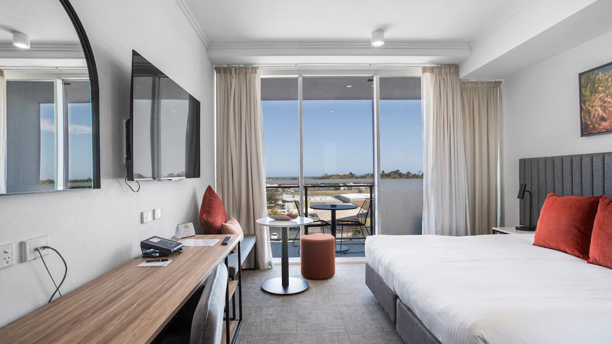 Spacious Studio Executive Apartment with king size bed and balcony.