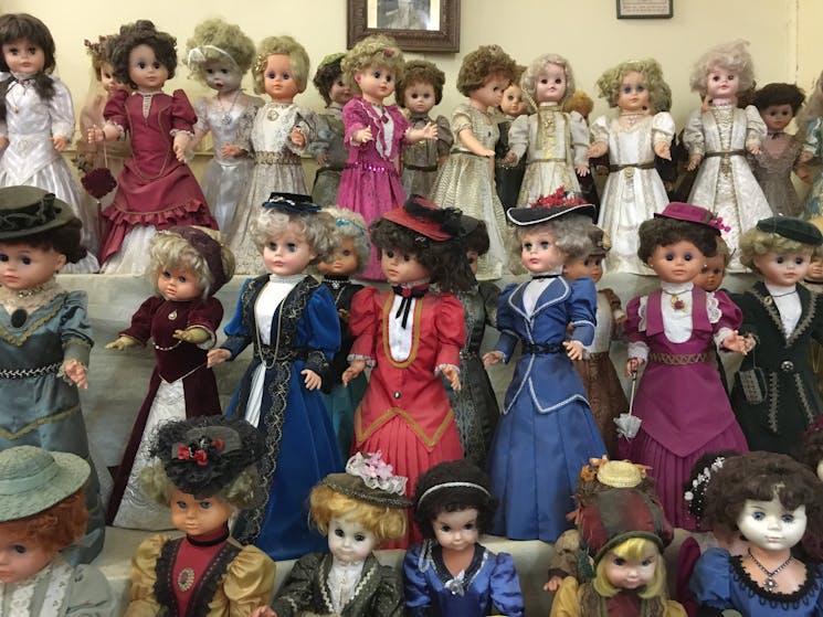 A collection of 200+ dolls with costumes custom made by Eileen Steadson