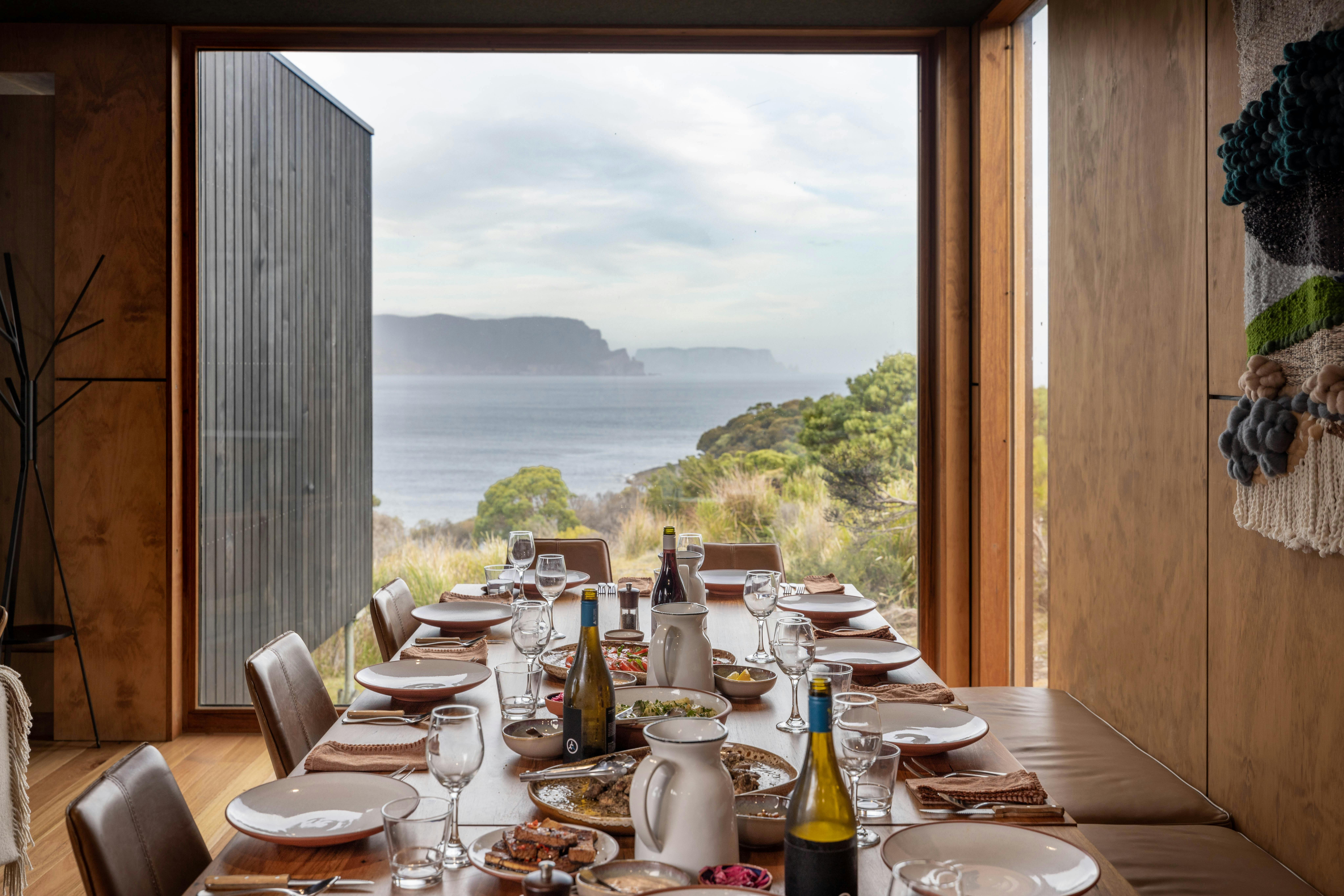 Dinner set up at Tasman Camp