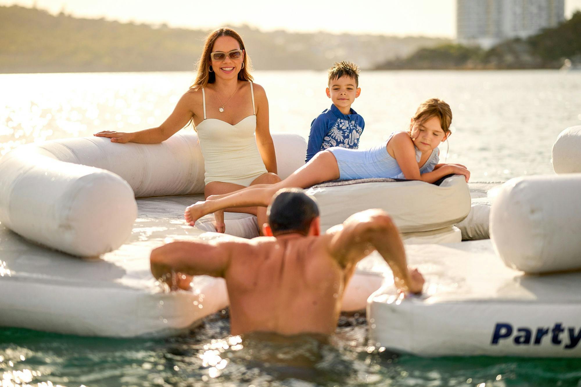 Guests relaxing on board BELLE during a private yacht charter