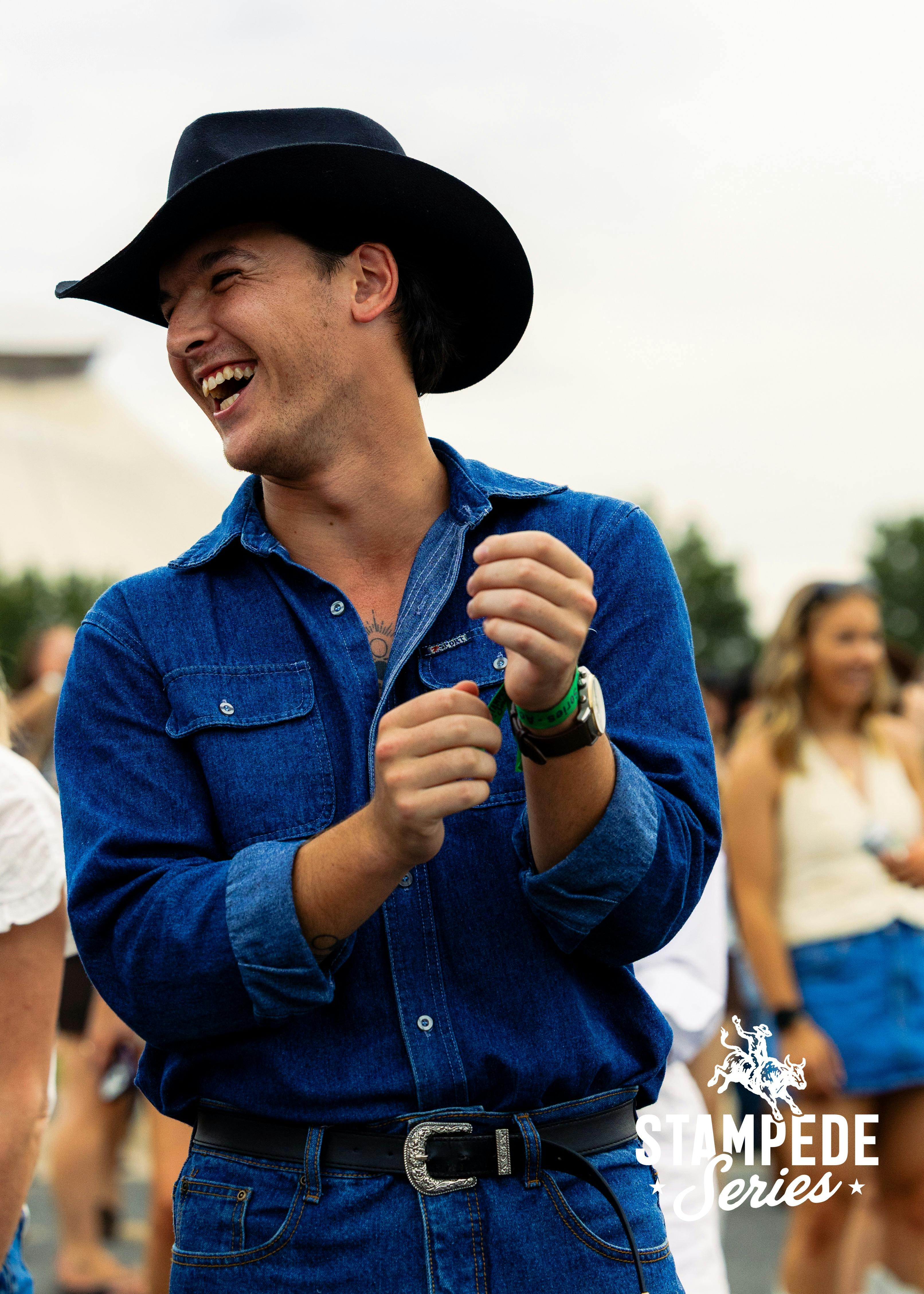Man in Cowboy Shirt laughing