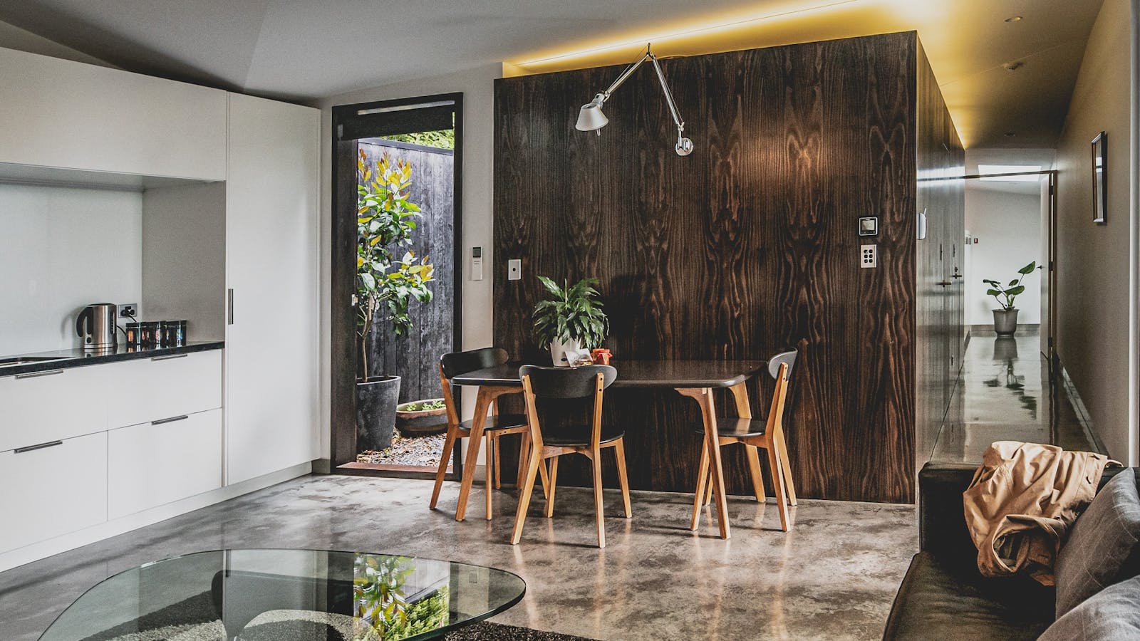 Tutor's apartment kitchenette and dining area
