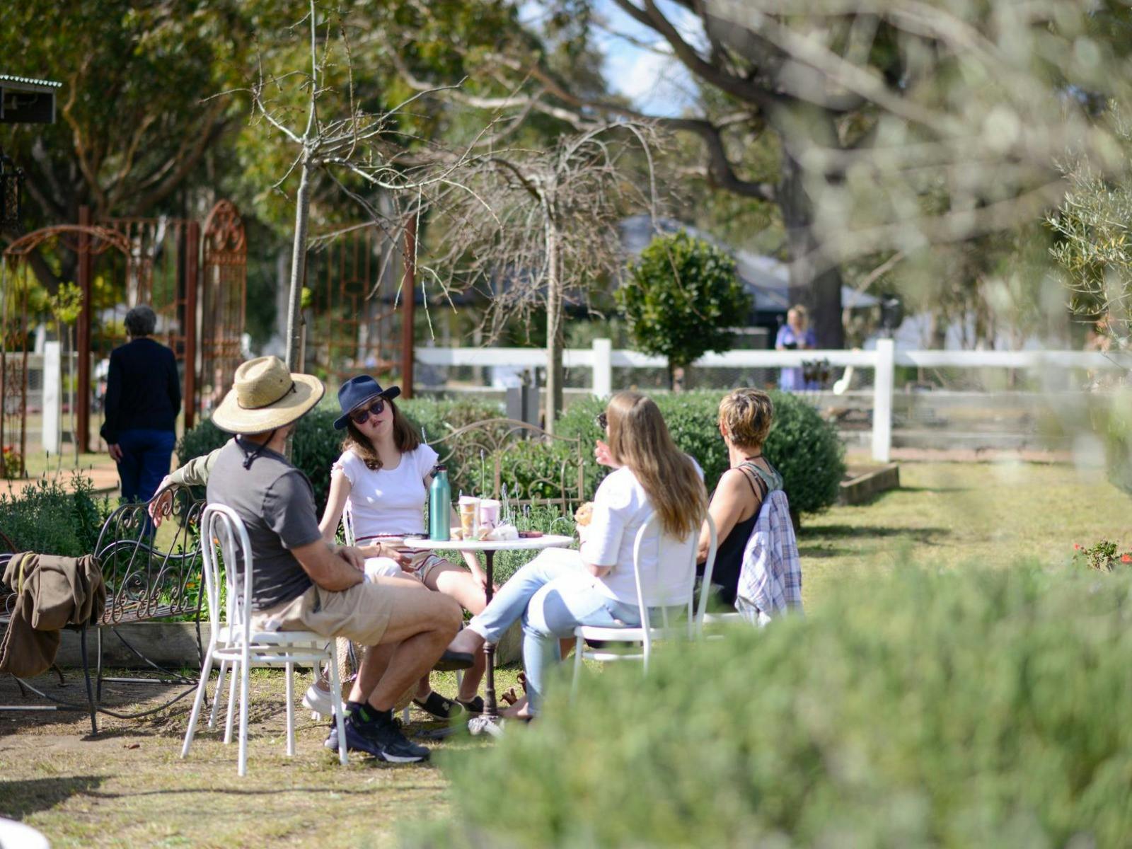 People sitting outside a cafe