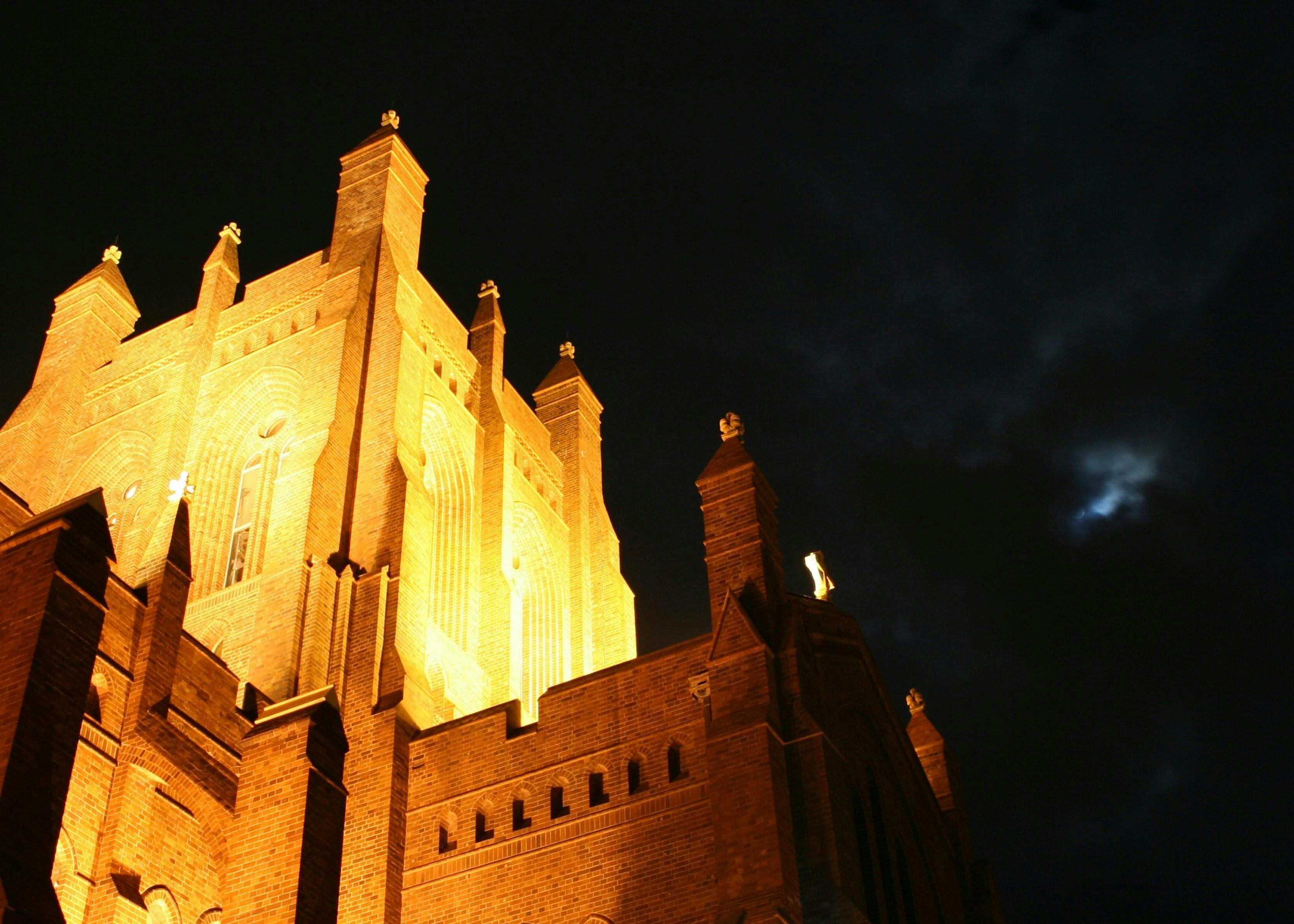 Christ Church Cathedral Newcastle by night